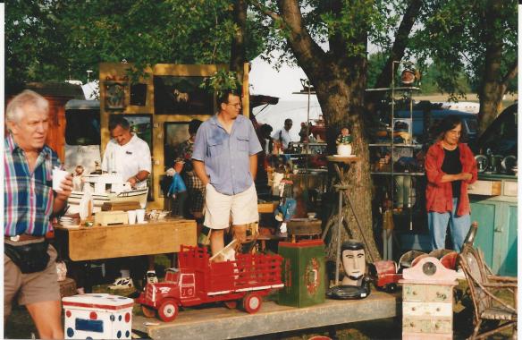 Me (looking really heavy), and Jeanine  in our booth, mid nineties